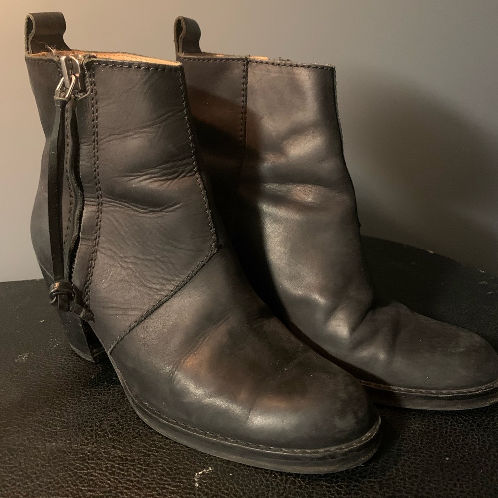 Acne Black Leather Chukka Zip Boots